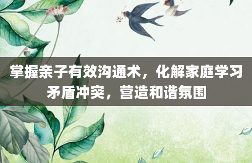 掌握亲子有效沟通术，化解家庭学习矛盾冲突，营造和谐氛围