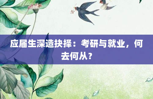 应届生深造抉择：考研与就业，何去何从？