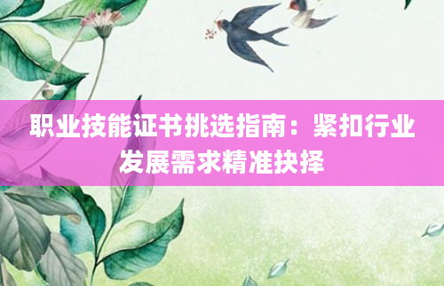 职业技能证书挑选指南：紧扣行业发展需求精准抉择