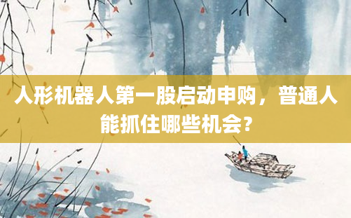 人形机器人第一股启动申购，普通人能抓住哪些机会？