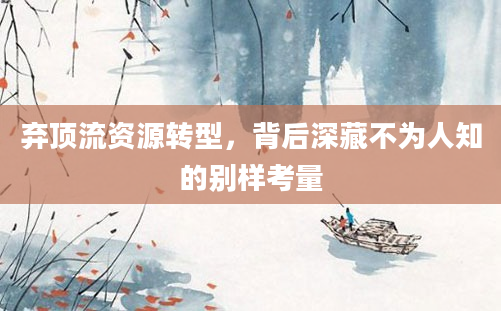 弃顶流资源转型，背后深藏不为人知的别样考量